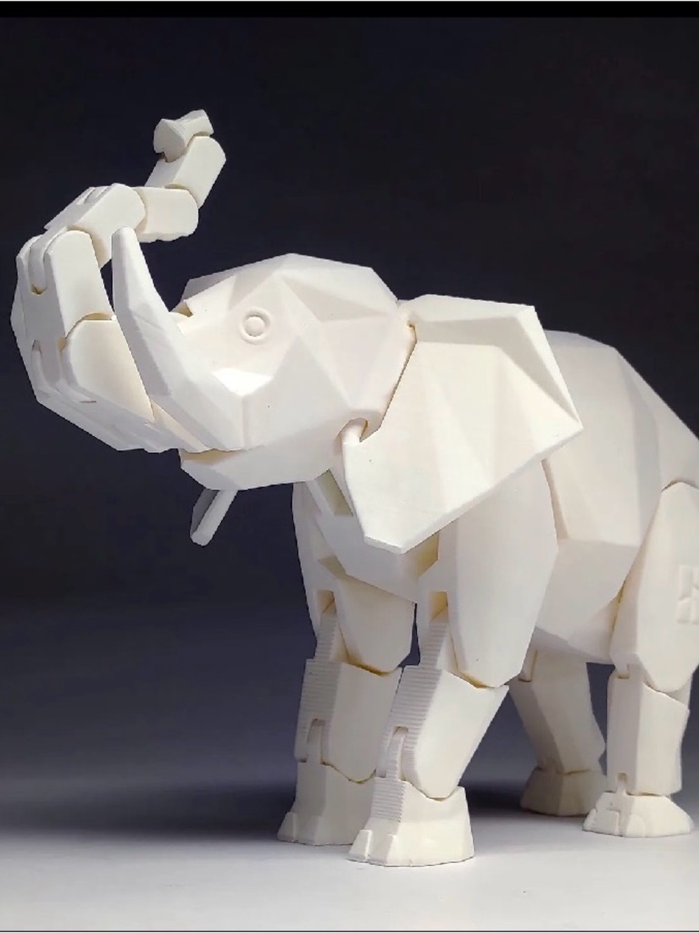 White Geometric Elephant Figurine - Home Accents